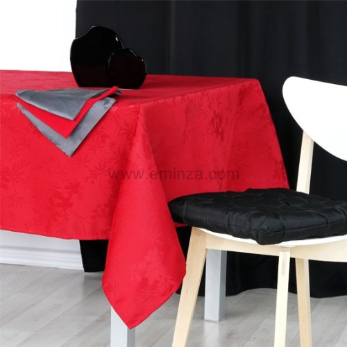 Nappe jacquard (L250 cm) Floralie Rouge