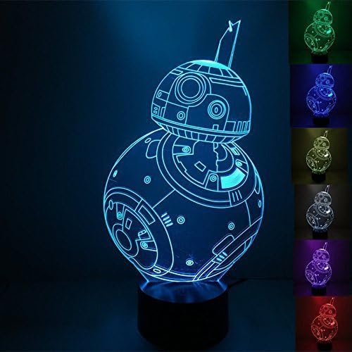 Safrone BB 8 Star War 3D Illusion Bedroom Children Room decorative Night multi 7 color change USB Touch button LED desk table light lamp