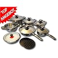 16 tlg Induktion Edelstahl Topfset mit Deckel Kochtopf T�pfe Pfanne Kocht�pfe