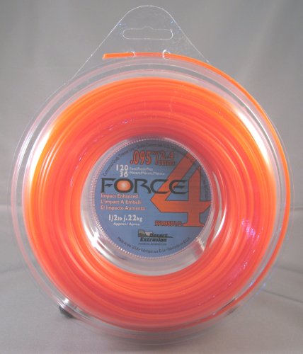 Force 4 .095-Inch-by-280-Foot Spool Mid-Range Commercial Grade Round 1-Pound Grass Trimmer Line, Orange FF095D1-12