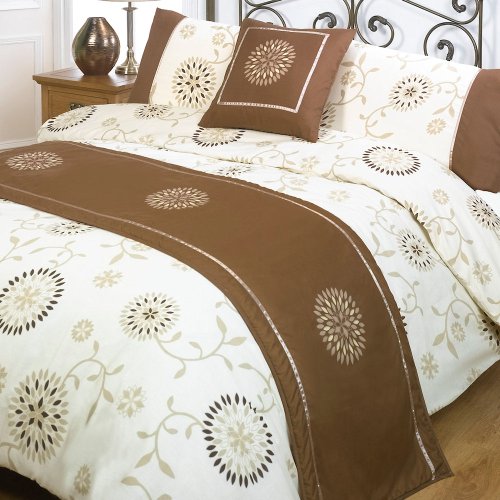 Titania Chocolate Double Duvet Quilt Bedding Set Bed in a Bag Cushion Cover Runner