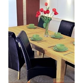 Ashley 5ft EXTENDING OAK DINING TABLE & 6 LEATHER CHAIr