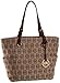 MICHAEL Michael Kors Jet Set Monogram Signature Jacquard Tote,Beige/Black/Mocha,one size