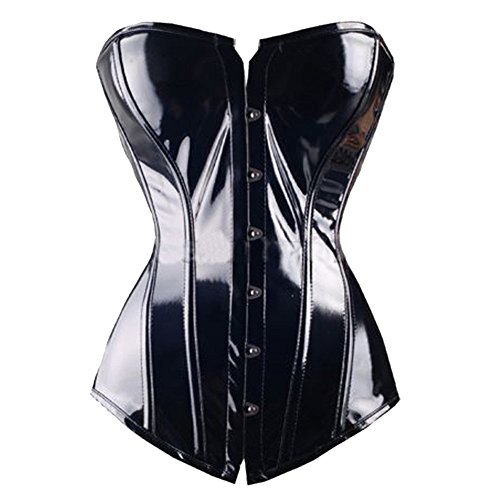 Beauty-You Women's Plus Size Steampunk Overbust PVC Leather Boned Corset Top Black UK Size 12-14 XL steampunk buy now online Beauty-You Women's Plus Size Steampunk Overbust PVC Leather Boned Corset Top Black UK Size 12-14 XL steampunk buy now online