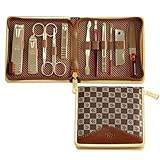 11pc Deluxe Manicure Set, Pedicure Set, Leather Case, Travel & Grooming Set
