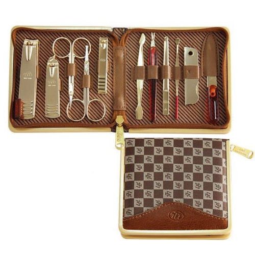 11pc Deluxe Manicure Set, Pedicure Set, Leather Case, Travel & Grooming Set
