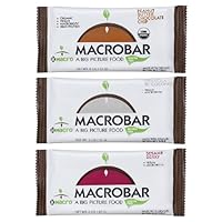 MACROBARS Organic Variety Pack of Peanut Butter Chocolate Chip, Granola w/ Coconut, and Cherries 'n Berries, 1.8 oz- 2.5 oz Bars (Pack of 15)