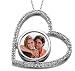 Custom Photo Diamond Heart Pendant  14k White Gold Diamond Heart Photo Pendant Picture Charm Created From Your Favorite Photo