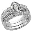 14K White Gold Diamond Wedding Set - 0.87 Ct.