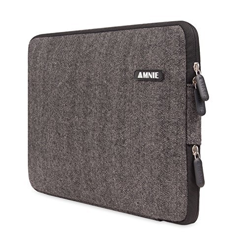 [Best Protable Laptop Sleeve Ever] AMNIE Herringbone Woollen Water-resistant 15-15.6 Inch Laptop Sleeve Case Bag/ Notebook Computer Case / Briefcase Carrying Bag / Ultrabook Laptop Tablet Bag Case / Pouch Cover / Skin Cover, Black