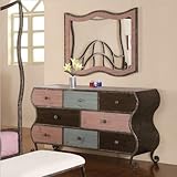 Powell Furniture Parisian Youth Triple Dresser and Mirror Set in Pewter