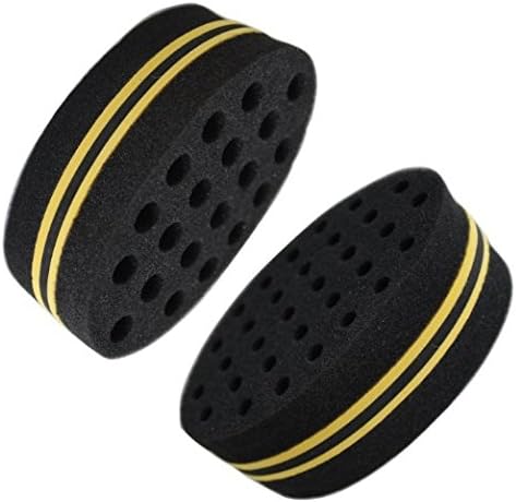 New Professional Double Sided Hair Sponge used to Curl and Twist, Barber Recommended, Long Lasting, and More Durable (Yellow with Larger Holes (13mm))