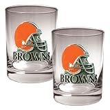 Cleveland Browns NFL 2pc Rocks Glass Set - Helmet logo