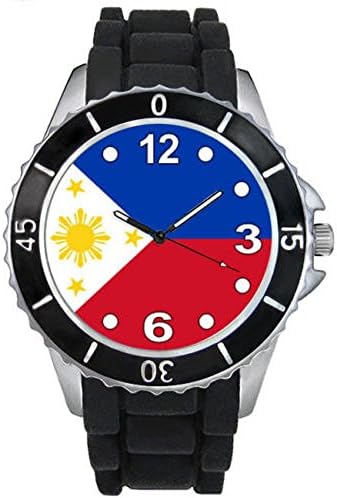 Philippines Country Flag Mens Ladies Black Jelly Silicone Wrist Watch S504E