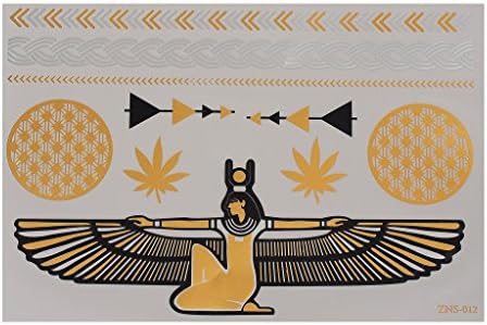 RainbowMall Inspired Bling Metallic Gold Silver Black Jewelry Flash Temporary Tattoo Egyptian