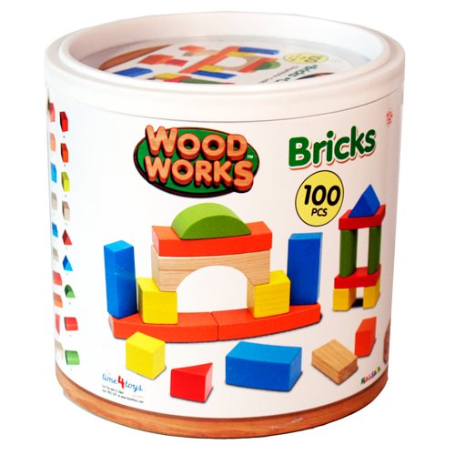 100pc Traditionally Crafted Wooden Building Bricks New