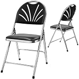 Phoenixx Fan Back Folding Chair with Padding Color: Black Chrome (4pcs Set)