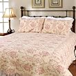 [Serene Night-Red] 100% Cotton 3PC Classic Floral Vermicelli-Quilted Quilt Set