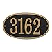 Whitehall Personalized Cast Metal Address Plaque, USA Made Custom Architectural House Number Sign, Oval, 12 x 6.75 inches, Black with Gold Numbers