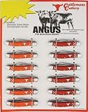 Cattlemans Cutlery 0001ORT Angus Stockman Pocket Knives with Bright Orange Delrin Handles Display Board