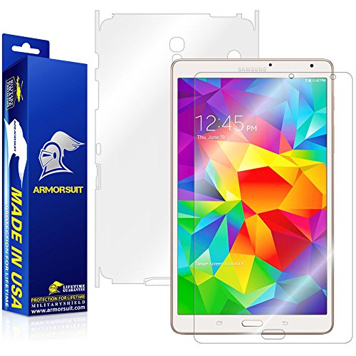 ArmorSuit MilitaryShield - Samsung Galaxy Tab S 8.4 Screen Protector + Full Body Skin Protector / Front + Back Anti-Bubble Ultra HD - Extreme Clarity & Touch Responsive Shield with Lifetime Replacement Warranty