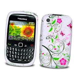 RIM BlackBerry Gemini Curve 8520 & 8530 (T-Mobile/ AT&T) Crystal Silicone Image Skin Case Flower Lovers' Design