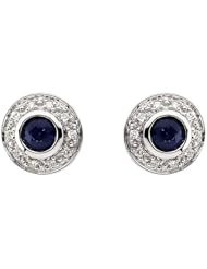 14K White Gold Sapphire and Diamond Earrings -- LIFETIME WARRANTY