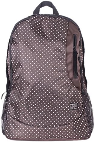 Createbag Women Polyester Dots Printed Zipper Backbag School Bag Backpack Coffee