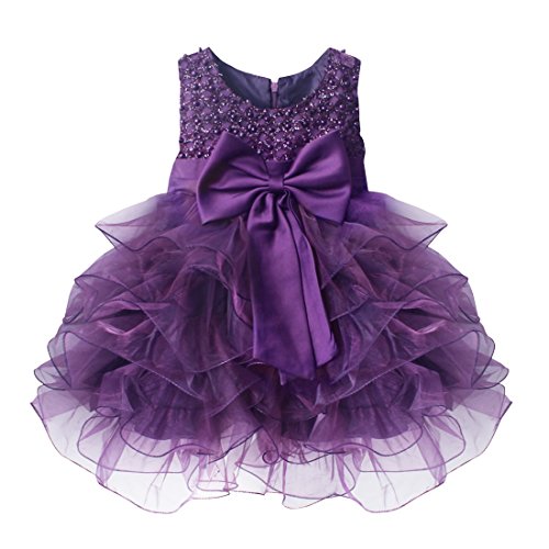 FEESHOW Baby Girls' Ruffle Flower Princess Wedding Party Christening Gown Dress