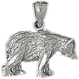 Clevereve's Sterling Silver Pendant 3-D Grizzly Bear