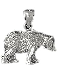 CleverSilvers Sterling Silver Pendant 3-D Grizzly Bear