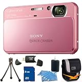 Sony Cyber-Shot DSC-T110 16.1 MP Digital Still Camera with Carl Zeiss Vario-Tessar 4x Optical Zoom Lens and 3.0-inch Touchscreen (Pink) 8 GB Bundle - Includes 8 GB Memory Card, Camera Carrying Case, Memory Card Reader, Mini Tripod, and Cleaning Kit.