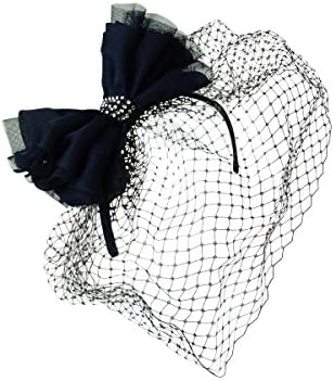 Fine Millinery Collection Women's Bow Fascinator Headband (Navy, OS)
