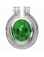 14K White Gold Oval Cut Chatham Created Emerald Pendant -- LIFETIME WARRANTY