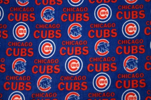 MLB Chicago Cubs Blue Baseball Print Fleece Fabric By the Yard