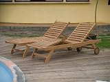 2xNEW TEAK Garden Furniture Reclining Sun Lounger Chair