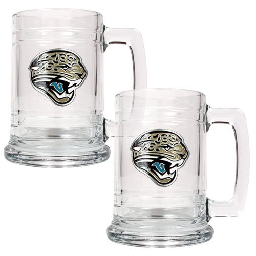 NFL Jacksonville Jaguars Two Piece 15-Ounce Glass Tankard Set - Primary Logo