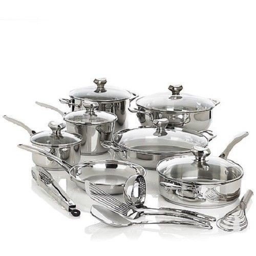 Wolfgang Puck Bistro Elite 18 Piece Cookware Set Silver Kitchen