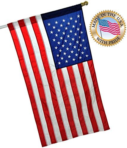 3x5 ft Banner American Flag with Pole Sleeve - 100% Made in USA by FMAA Certified Manufacturer Complying with U.S. Flag Code. US Banner Flag with Embroidered Stars and Sewn Stripes. (3' X 5')