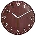 DecoMates Non-Ticking Silent Wall Clock - Dome Wooden (Brown)
