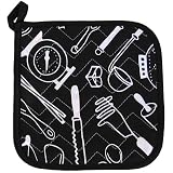 8 Potholder - Retro Kitchen Black