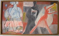 "Dignity" 1960's Abstract Figurative Oil Painting Janet Ament 1916-2000
