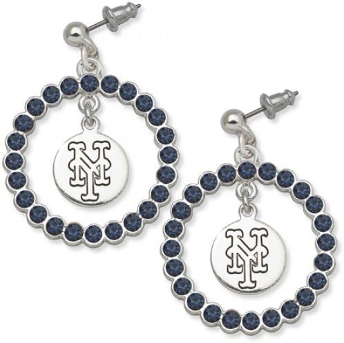 New York Mets Earrings - Blue Crystals & Team Logo