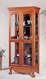 All new item Solid oak Chippendale style curio cabinet with interior light and glass shelves