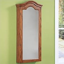 Powell Antique Oak Wall Jewelry Storage Mirror Powell Antique Oak Wall Jewelry Storage Mirror