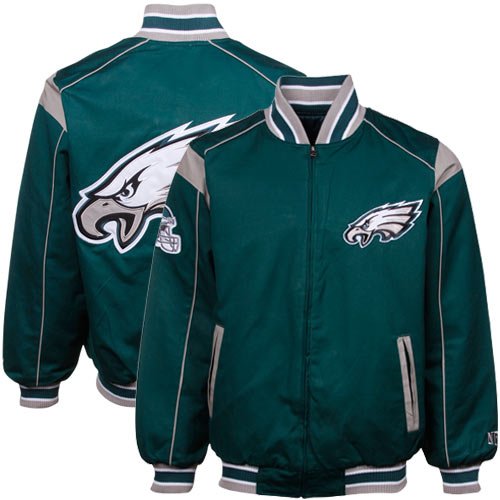 Philadelphia Eagles Midnight Green-Black Team Varsity Reversible Full Zip Jacket (XXX-Large)
