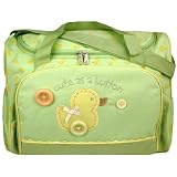 BabyEssentialDuckGreenButtonsLargeShoulderBabyDiaperBagwithChangingPad