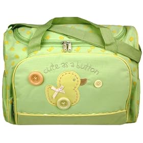 Baby Essential Duck Green Buttons Large Shoulder Baby Diaper Bag with Changing Pad