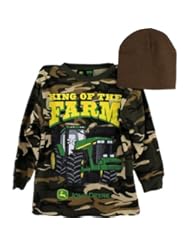 Apparel: John Deere "King of the Farm" Camo Thermal Shirt & Beanie Hat Set 8-14/16 (L (14/16))