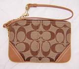 Coach Hamptons Signature Slim Zip Coin Wallet Wristlet Handbag Khaki